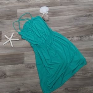 Silky Jersey Blend Summer Beach Dress Teal S